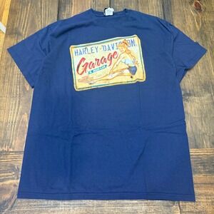Mens Harley Davidson Garage Repair Pinup Girl T-Shirt Size‎ XL Des Moines